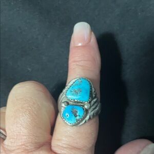 Sterling and turquoise chunk ring